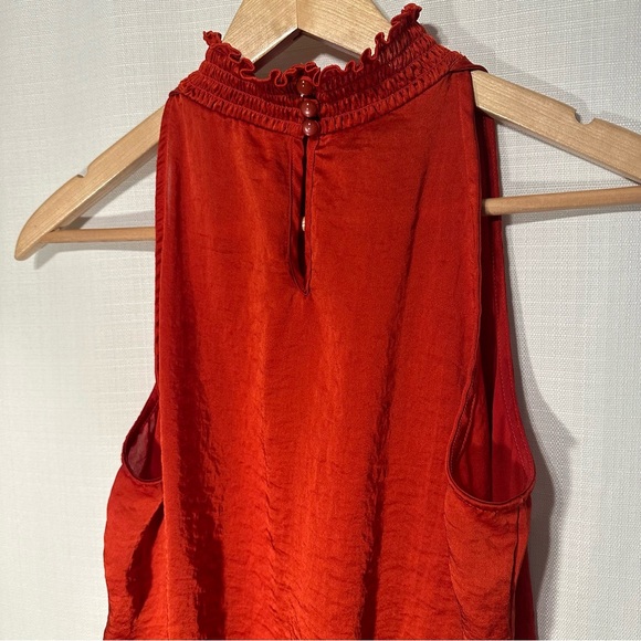 AB Studio Burnt Orange High Neck Sleeveless Blouse Size Medium - Picture 6 of 10